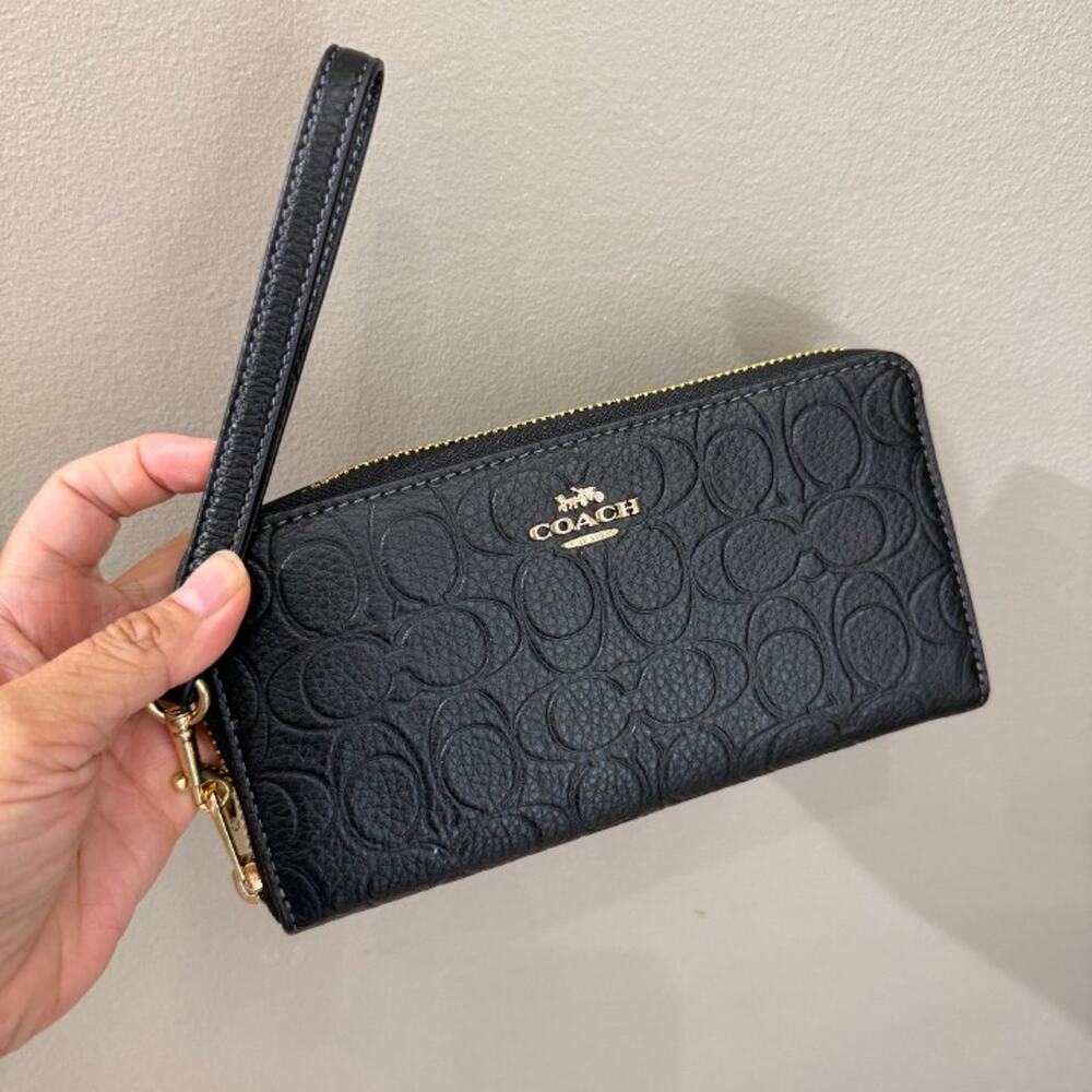 NEW‼️Coach Long Zip Around Wallet Signature Leather Black CEW21